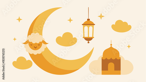 Kaaba in Mecca Illustration – Islamic Holy Site with Grand Mosque