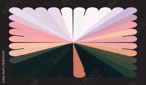 Vector illustration of a sunset landscape featuring a colorful star background over mountain silhouettes with orange clouds and a summer sea