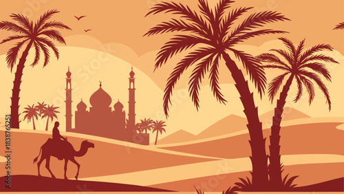 Kaaba in Mecca Illustration – Islamic Holy Site with Grand Mosque