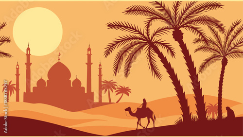 Kaaba in Mecca Illustration – Islamic Holy Site with Grand Mosque