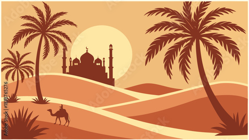 Kaaba in Mecca Illustration – Islamic Holy Site with Grand Mosque