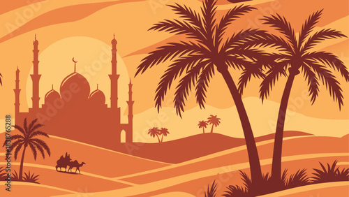 Kaaba in Mecca Illustration – Islamic Holy Site with Grand Mosque