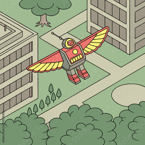 Retro Winged Drone Patrol