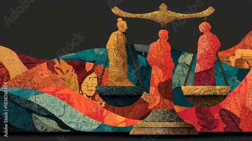 Artistic Representation of Justice and Balance in Abstract Design