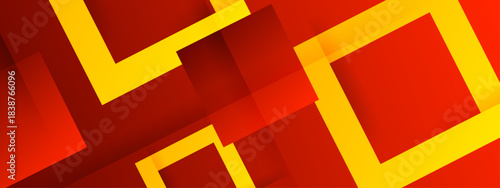 Trendy red and yellow geometric abstract shapes background