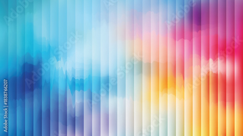 Vibrant vertical stripes of watercolor paint blend in a soft abstract gradient of blues pinks and yellows