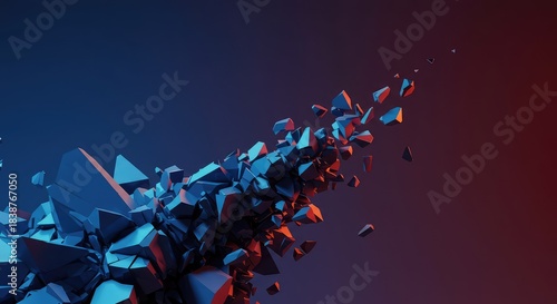 Abstract background with geometric forms shattering into a complex array of sharp, discontinuous pieces ,texture ,array ,structure