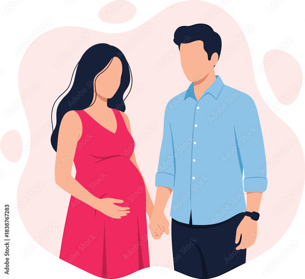 Obraz premium expectant couple holding hands pregnant woman and man.