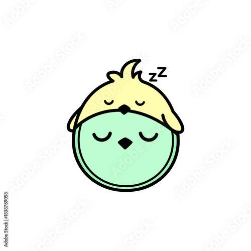 Sleeping bird vector icon with closed eyes and zZ symbol above its head a peaceful dream isolated on white background