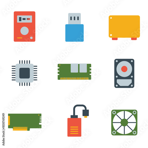 Software and coding icon pack, code file cloud database settings bug symbols, digital development concept, clean flat vector