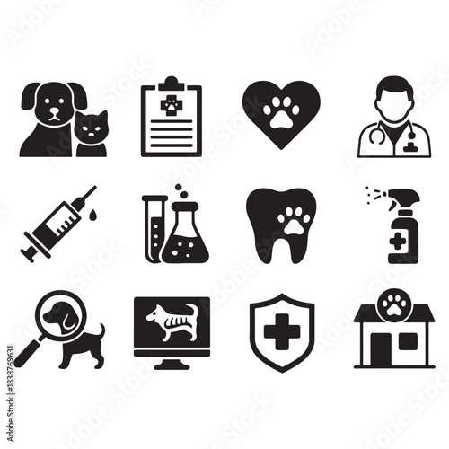 Veterinary icon set vector