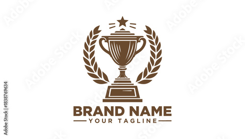 Inspiring trophy with laurel wreath and stars, perfect for awards, achievements, and congratulations