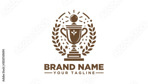 Classic victorious trophy emblem logo, a symbol of achievement perfect for thanks giving recognitions and adaptable for diverse animation text projects