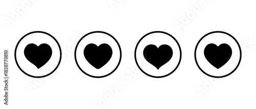Heart icon set in circular outline. Love, relationship, affection, and romantic symbol