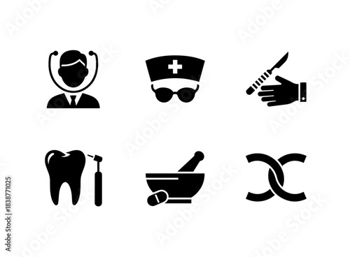 Doctor Nurse Surgeon Dentist Pharmacist Therapist Minimal Icon Set