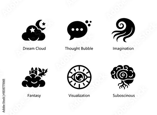 Dream Cloud Thought Bubble Imagination Fantasy Visualization Subconscious Minimal Icon Set