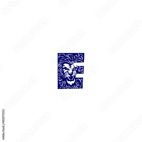 Majestic lion head with flowi...