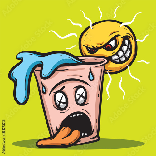 Thirsty Soda Cartoon Vector Illustration