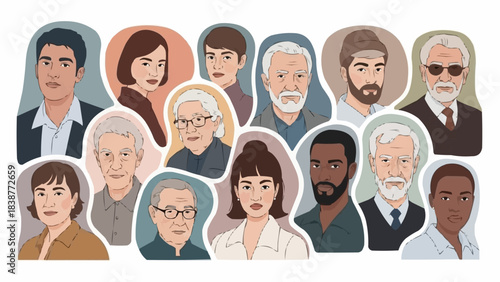 Diverse group of people portraits showcasing various ages and ethnicities.