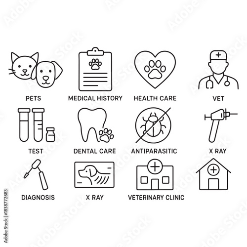 Veterinary icon set vector
