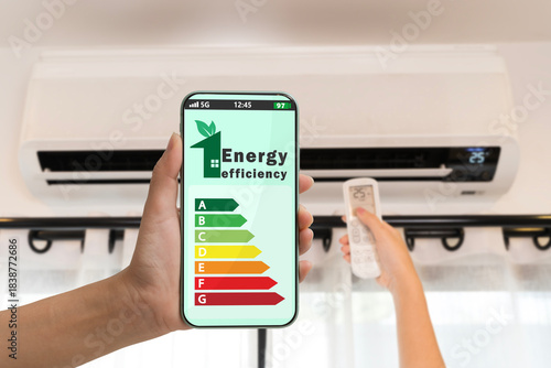 Energy efficiency app controlling air conditioner for saving power smart home cooling sustainability