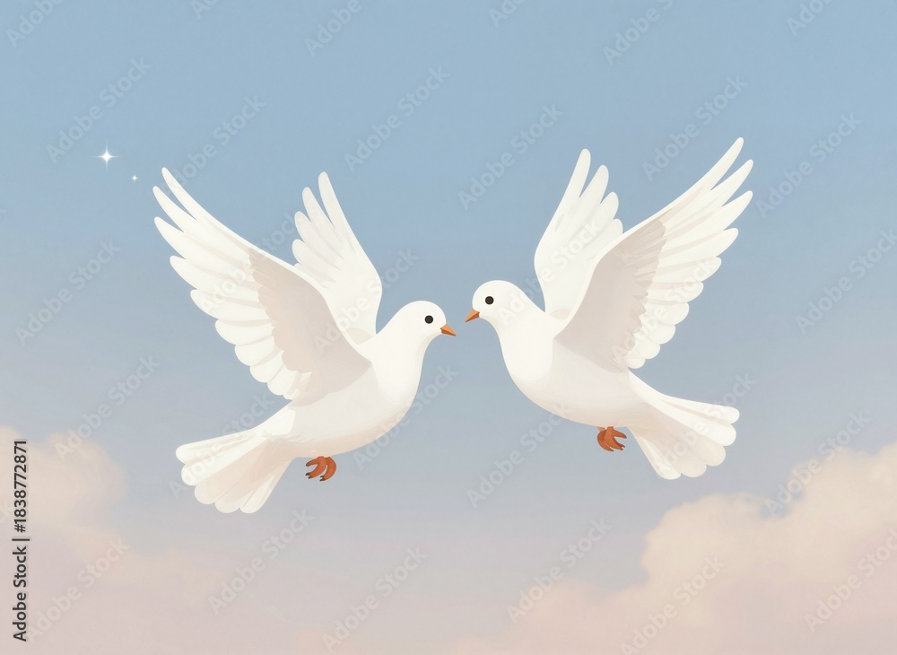 Fototapeta premium Two Doves in the Sky