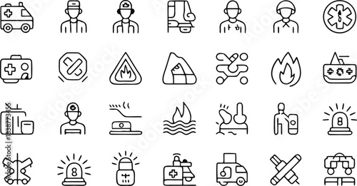 Emergency Response & Rescue Line Icons