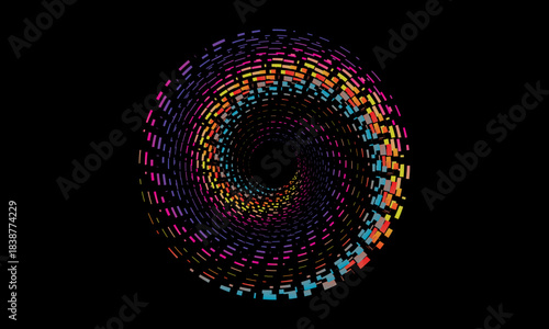 Music poster design background. Electro Sound Cover template with dynamic abstract gradient circular geometric shapes and lines for social media, technology, digital, flyer, party, festival, club, etc