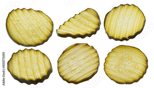 delicious crinkle-cut dill pickle slices, perfectly fresh and ready for snacking or as a burger topping on black.