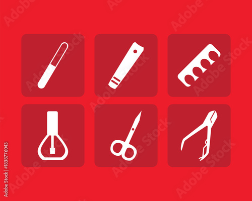 Manicure and Pedicure Tools Icon Set