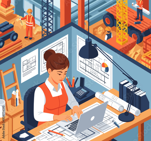 Concept Vector Illustration for Construction Work.