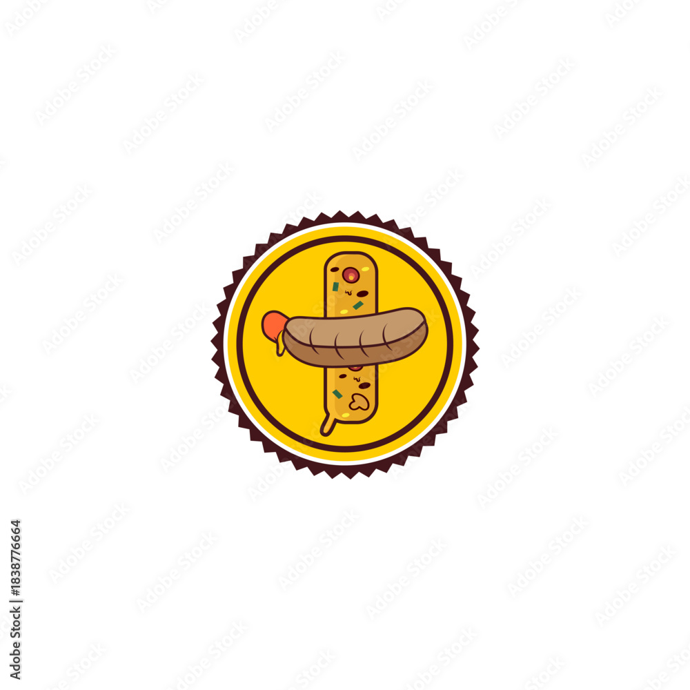 Fototapeta premium Hot Dog and Grilled Snack Food Badge