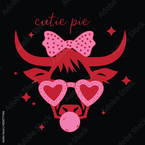 Valentine Highland Cow  Valentine Highland Cow T-Shirt Design