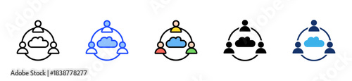 Cloud Collaboration Icon Collection With Multiple Styles