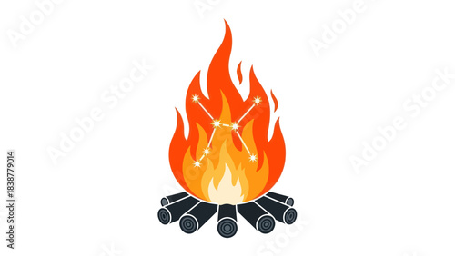 Campfire with constellation overlay