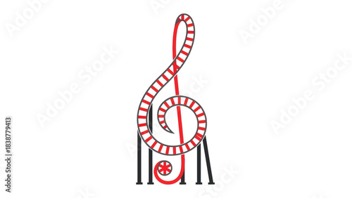 Roller Coaster Treble Clef Music Icon Design