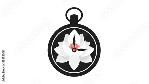 Pocket watch with a lotus flower as the clock face