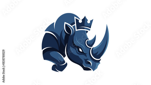 Majestic rhino wearing a crown