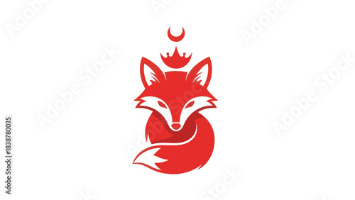 Stylized red fox logo with crown and crescent moon.