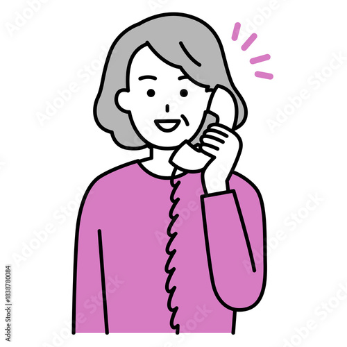 電話相談で問題解決する年配の女性