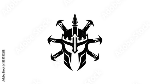 Warrior helmet symbol with runes