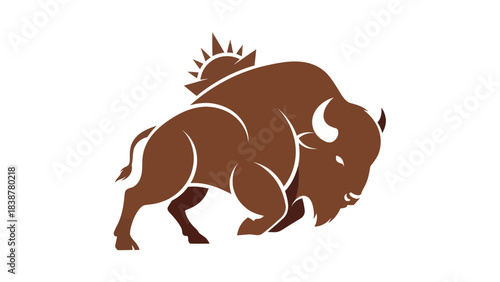 American Bison Graphic with Sun Icon