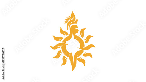 Mythological Sun Warrior Golden Emblem Design