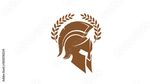 Spartan Warrior Helmet with Laurel Wreath Icon