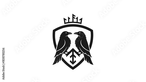 Ravens Emblem with Shield and Crown