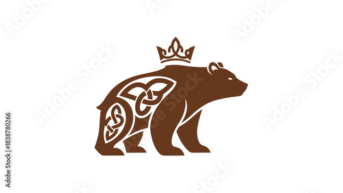 Celtic Bear King with Crown Logo Design