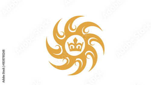 Golden sun emblem with a crown.