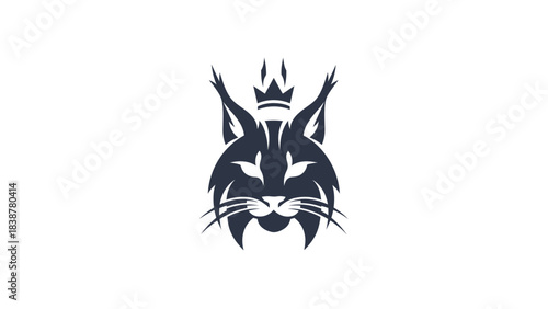 Regal Lynx Head with Crown Logo Illustration