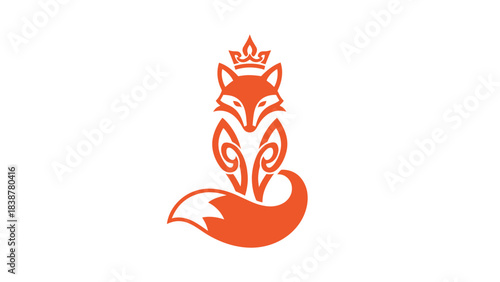 Elegant Stylized Fox Logo with a Crown