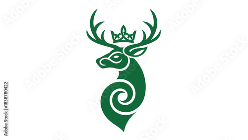 Green deer with crown logo symbol